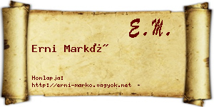 Erni Markó névjegykártya